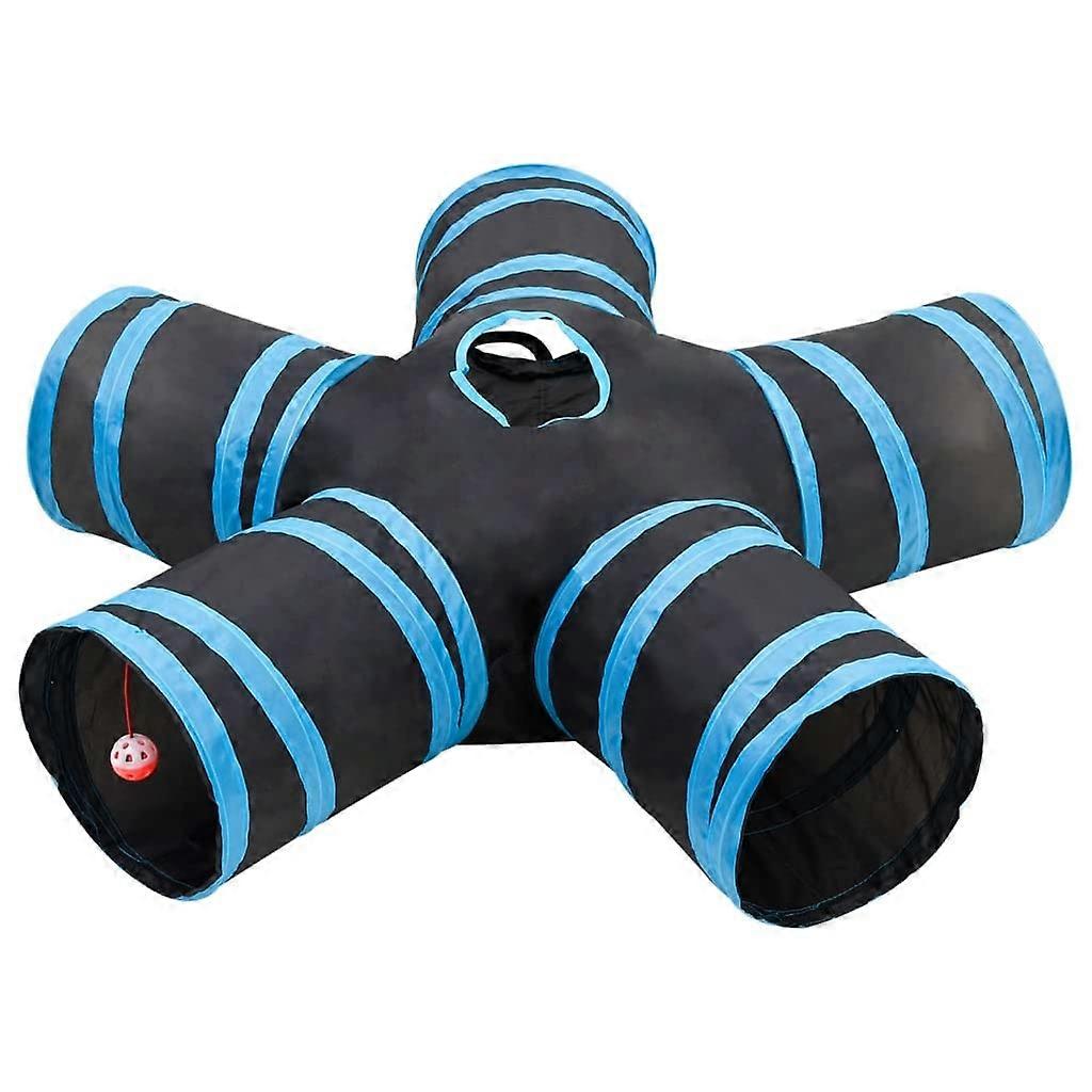 Outdoor Play Equipment Cat Tunnel 5Way Black and Blue 25 cm Polyester Play Tents Tunnels