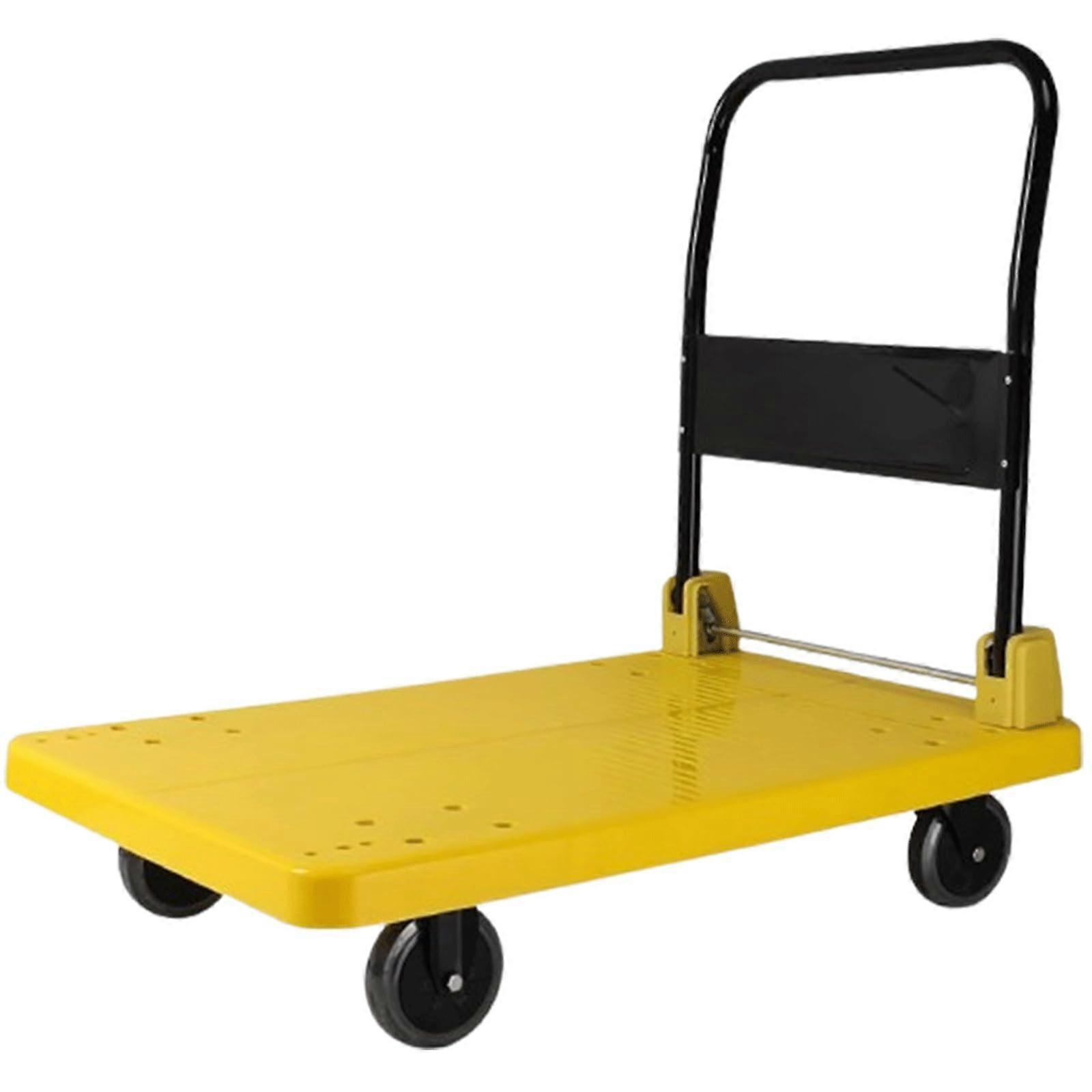 Folding transport trolley with platform, 360° wheels, metal handle, 90*60cm