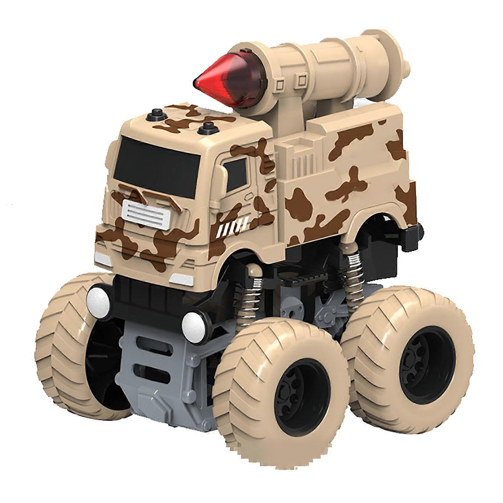 Pull back toy truck for kids - construction vehicle with rotating stunt
