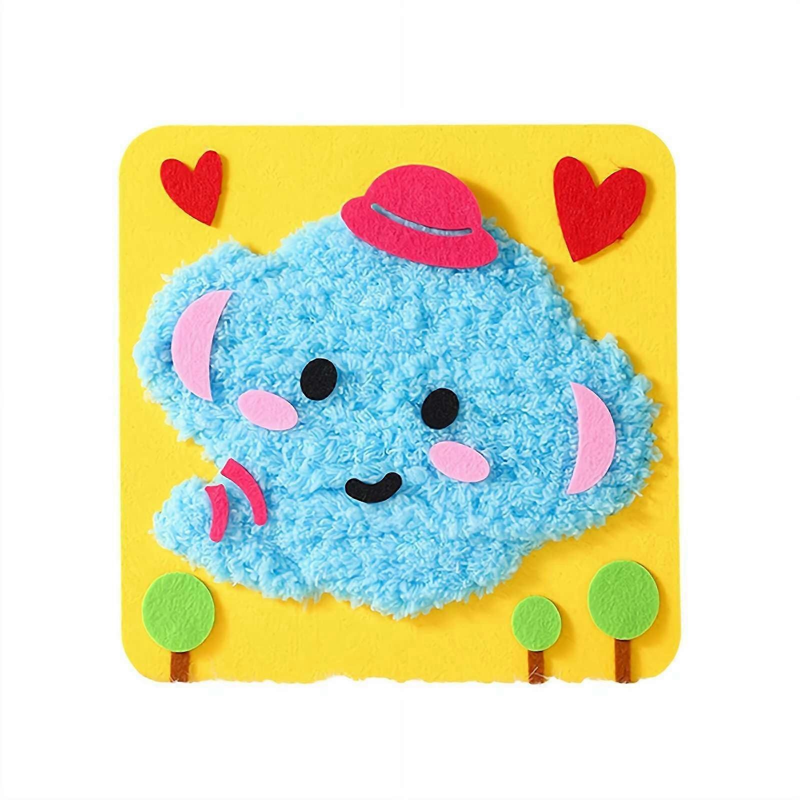 DIY Embroidery Doll Set for Beginners, Cartoon Animal Stitching Kit with Elephant Fabric Patterns and Needle Poking Tools