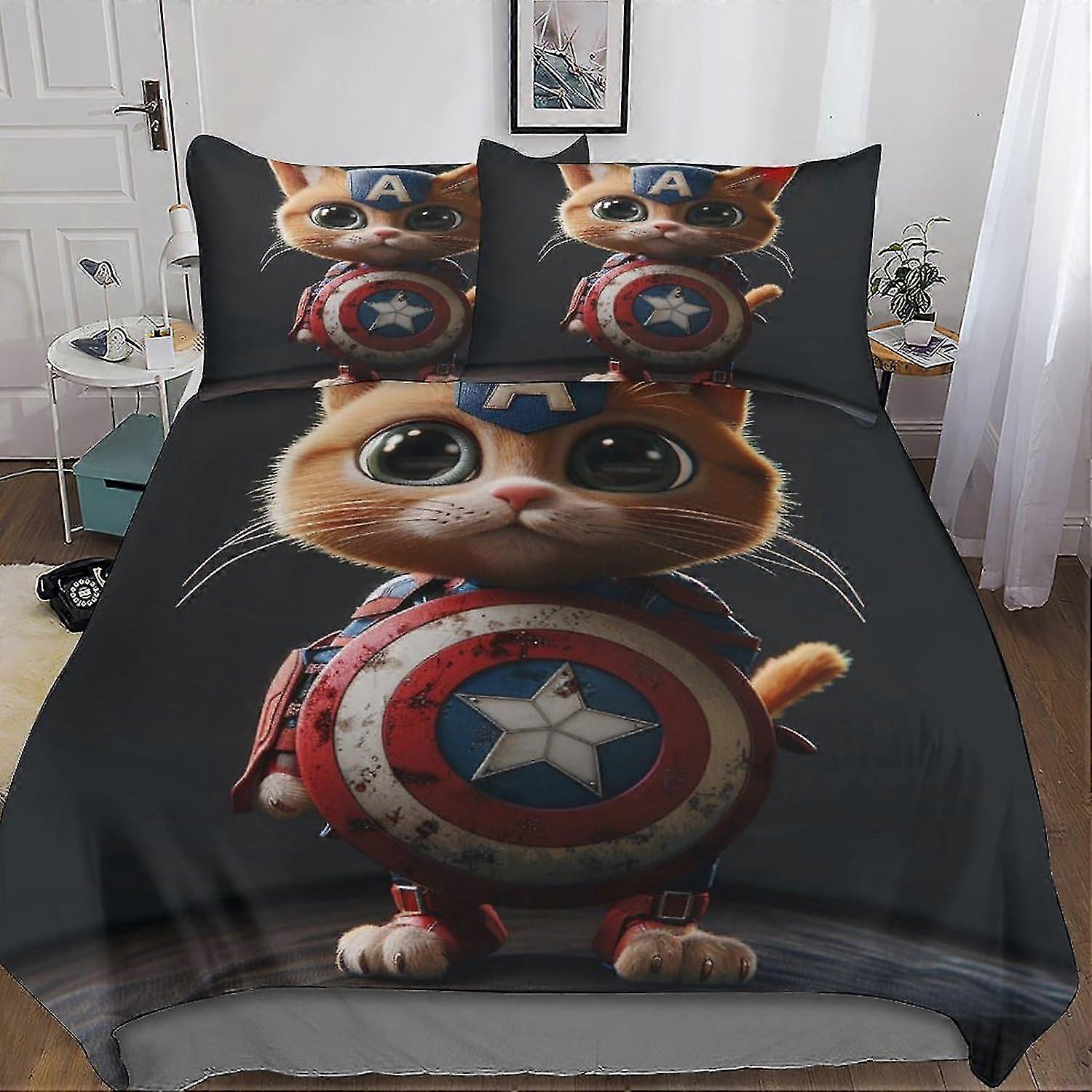 3PCs Animal 3D Print Quilt Cover Bedding Set with Microfiber Hidden Zipper Closure and Pillowcases for Kids