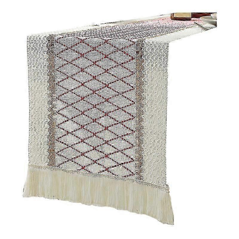 Chemin de table coloré en patchwork de style bohème avec glands pour décoration intérieure rustique