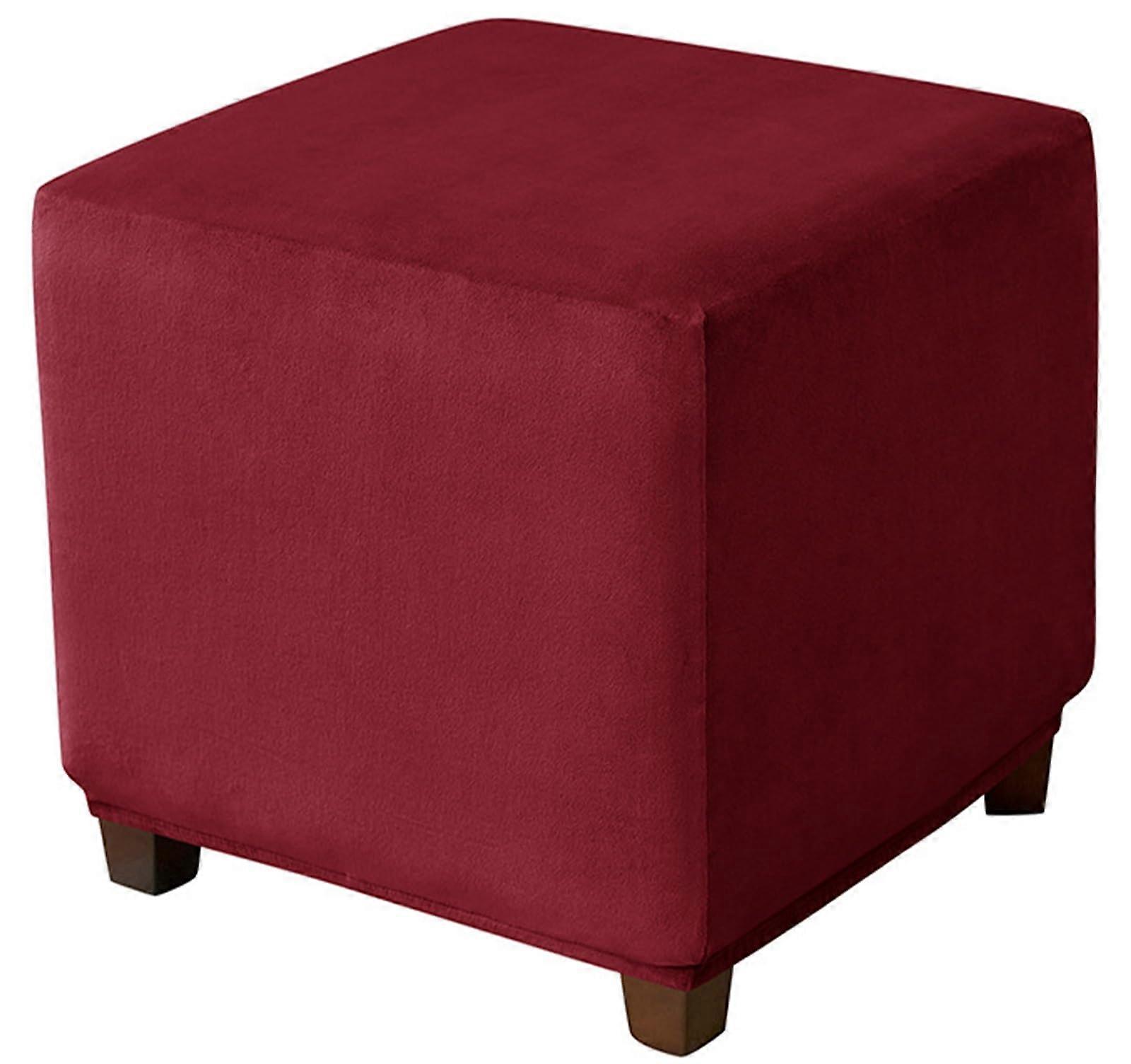 Stretch Rectangular Stool Cover with Elastic Bottom, Soft Ottoman Slipcover Made of Polyester for Living Room, Bedroom, Study Room, etc. ( Red, M)