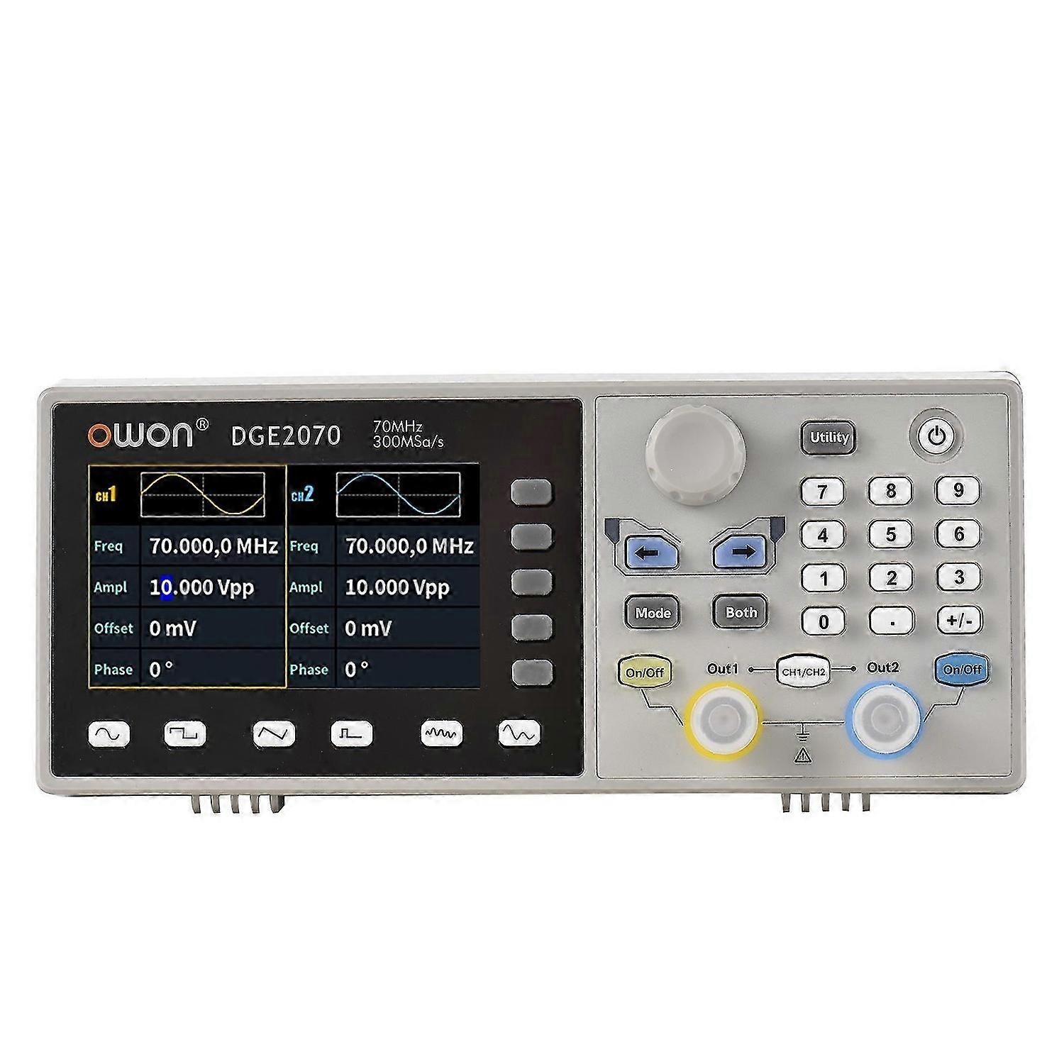 Owon DGE2070 Digital Storage Oscilloscope Dual Channel Mini Portable Oscillometer Arbitrary Waveform Generator 2CH 70MHz 300MS/s 3.6-inch LCD Display
