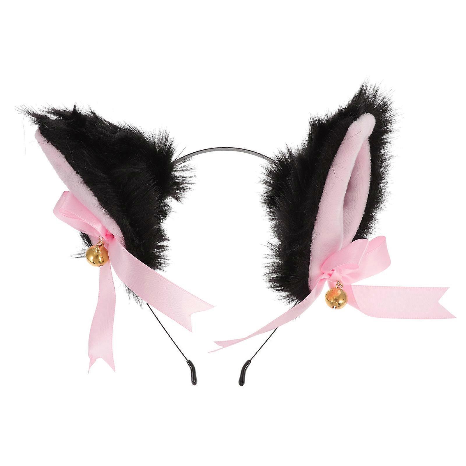 Creative Plush Cat Ear Headband for Decoration Black Size All