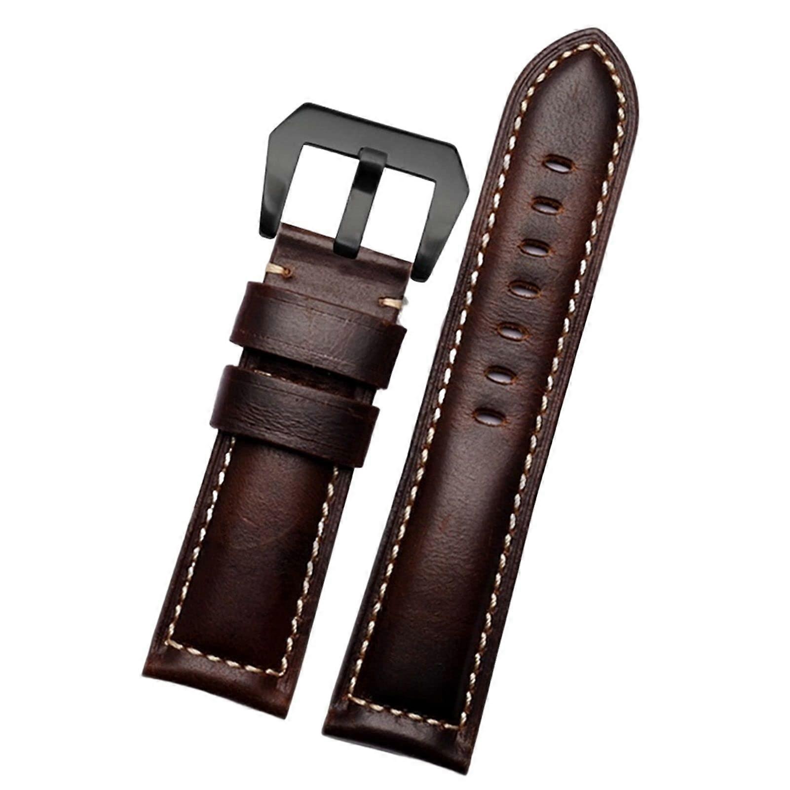 20 mm 22 mm 24 mm 26 mm Leather Retro Men's Watch Strap for Panerai PAM111 441 Cowhide Watch Band Wrist Loop, 22 mm, Agate Ref: 9662