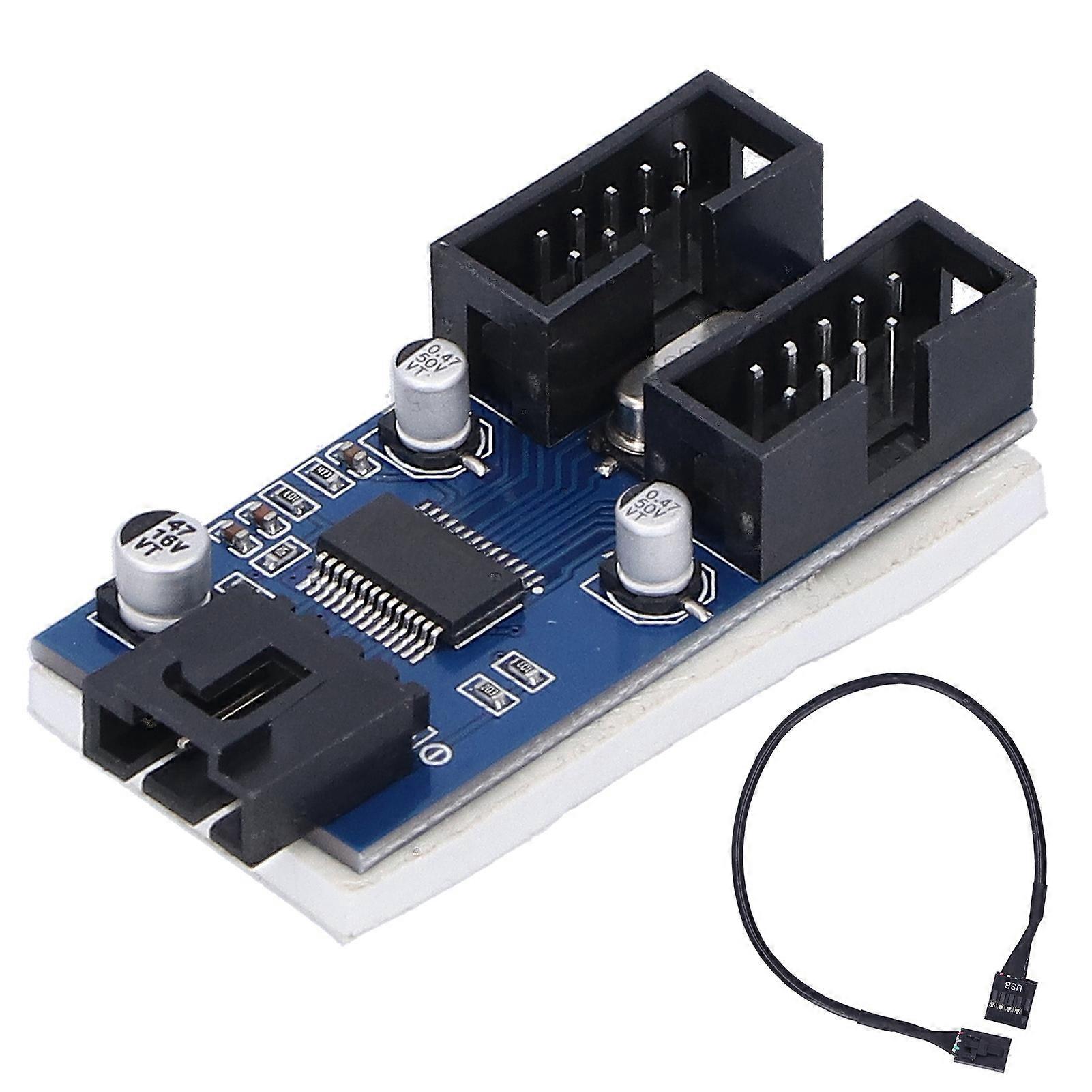 USB Motherboard Splitter 9Pin 1 to 2 PCB Expansion Chipset Board Computer Supplies