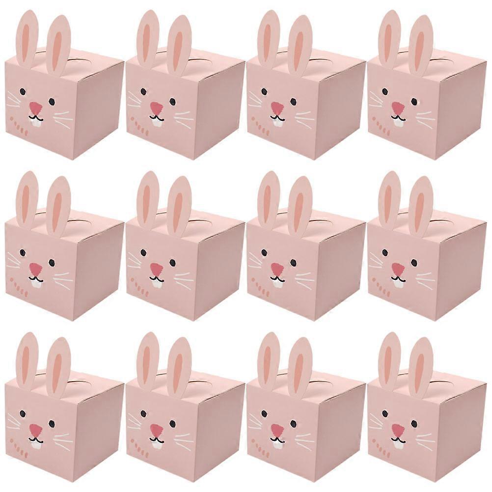 12pcs Easter Bunny Gift Boxes with Rabbit Design for Party Decorations, for Candies and Biscuits