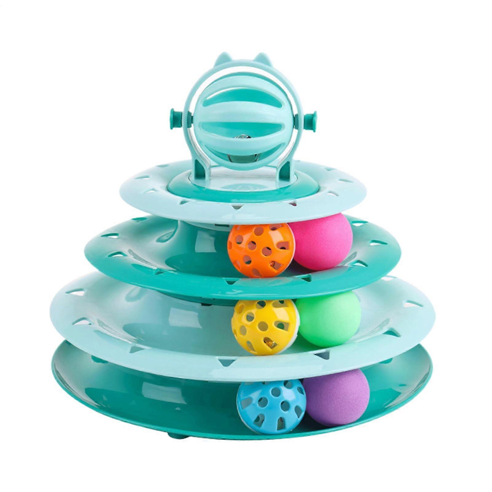 4Level Turntable Cat Ball Toy, Interactive Puzzle Tower with Rolling Balls for Cats