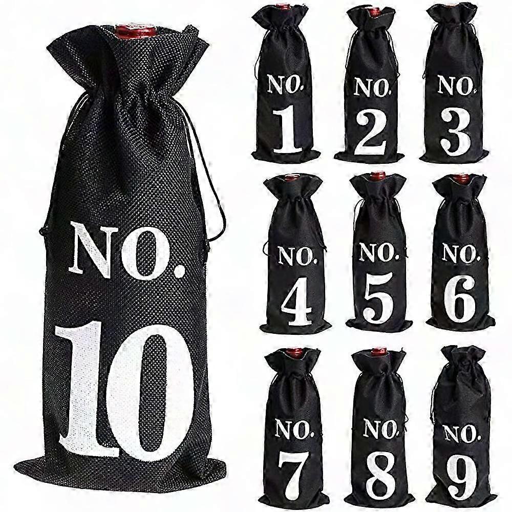 1-10 أكياس نبيذ من الخيش للتذوق الأعمى ، وأرقام طاولة الزفاف ، ولوازم حفلات النبيذ