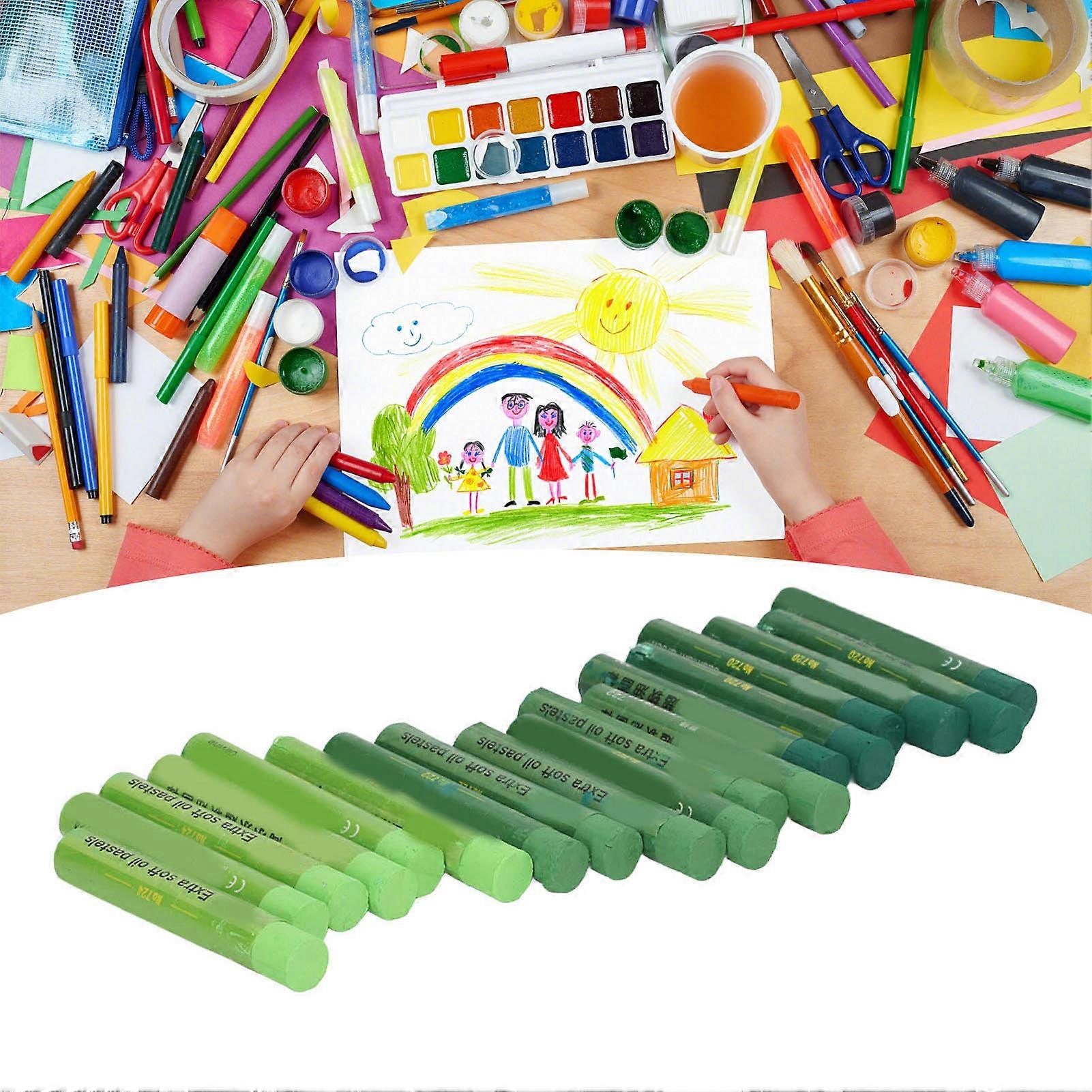 18Pcs Oil Pastels Forest Green Series ζωντανό χρώμα εύκολη ανάμειξη κραγιόνια πετρελαίου σκίασης για Impasto Stenciling Dotting