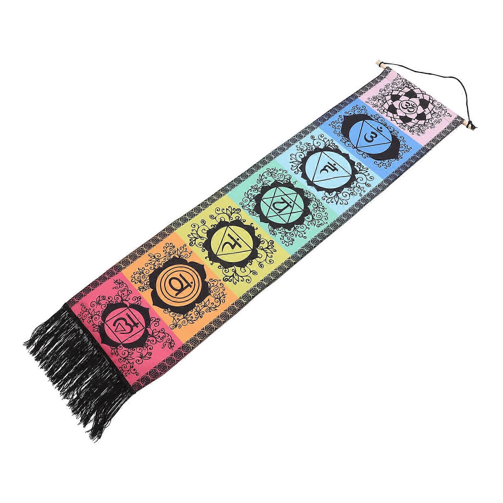 Boho Decor Seven Chakra Tapestry Bohemian Style Wall Hanging Tassel Tapestry Polyester Owners 1Pack