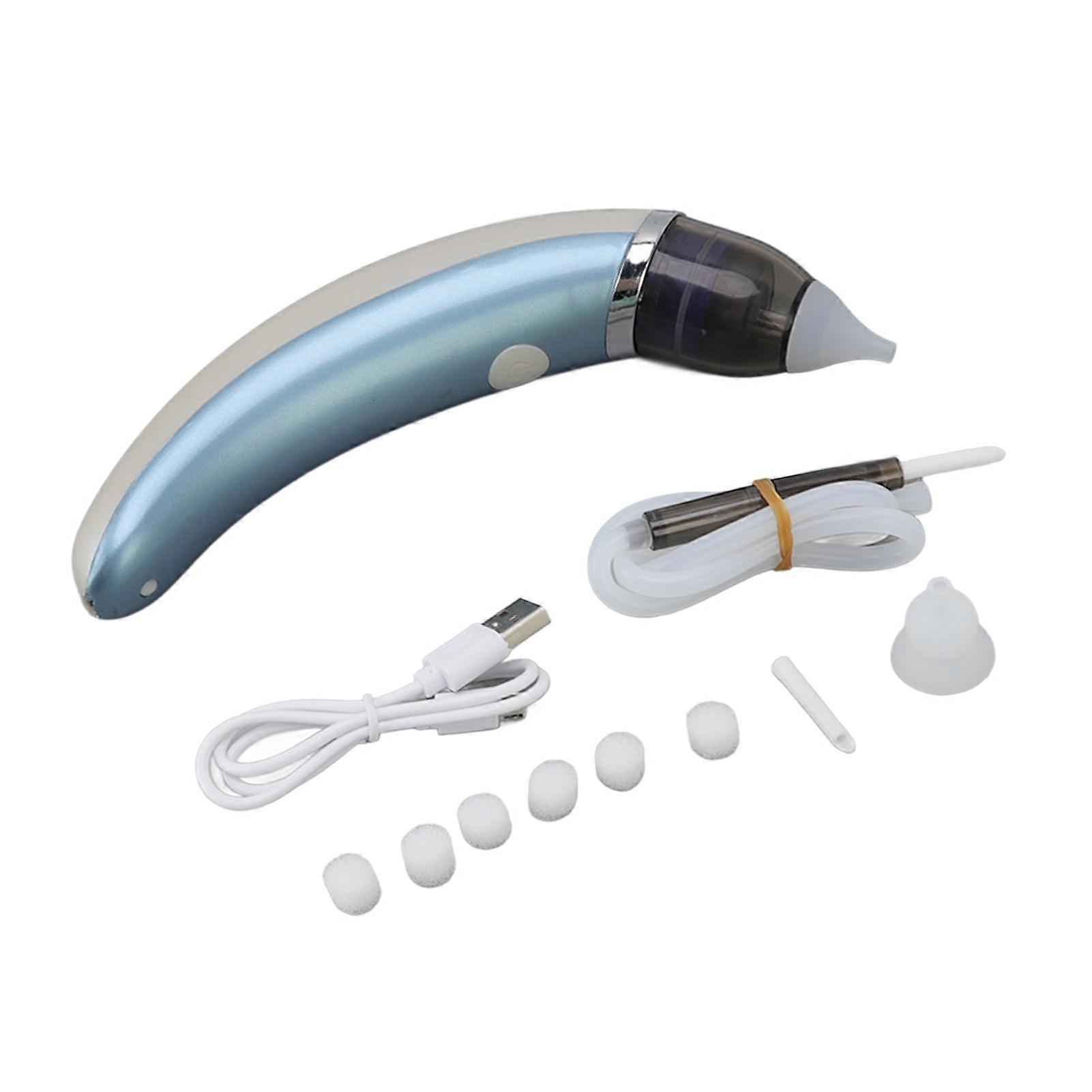 Baby Nasal Aspirator Dual Purpose Electric Earwax Removal Nose Snot Cleaner Blue