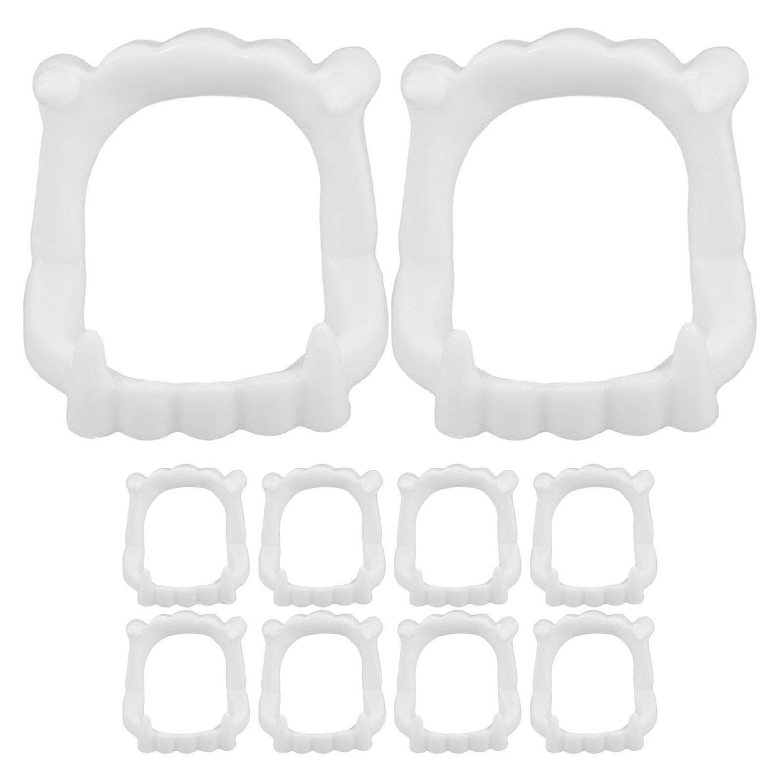 10pcsプラスチック歯牙コスプレ入れ歯ハロウィーンパーティーのための怖い歯(白い入れ歯)