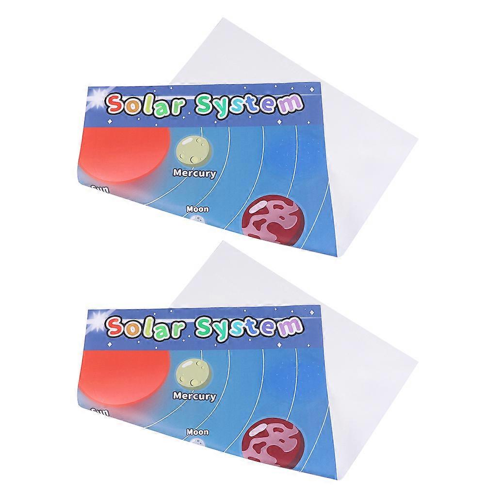 2Pcs Educational Solar System Learning Chart for Kids Playing with Bright Blue Non-woven Cloth