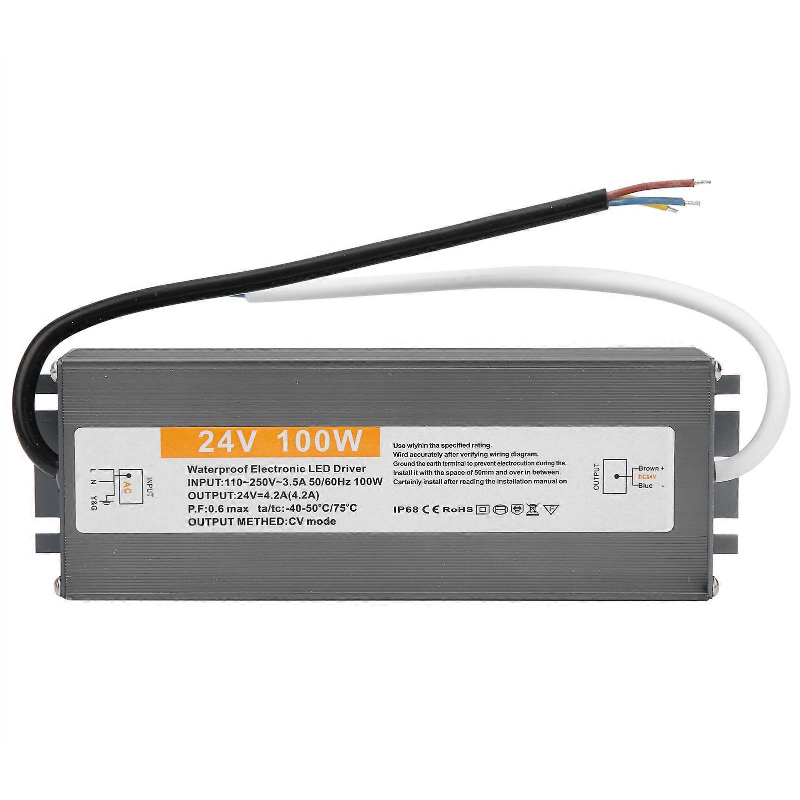 100W Ultra Thin Waterproof Power Supply Transformer Adapter LED Driver AC110‑250DC24V