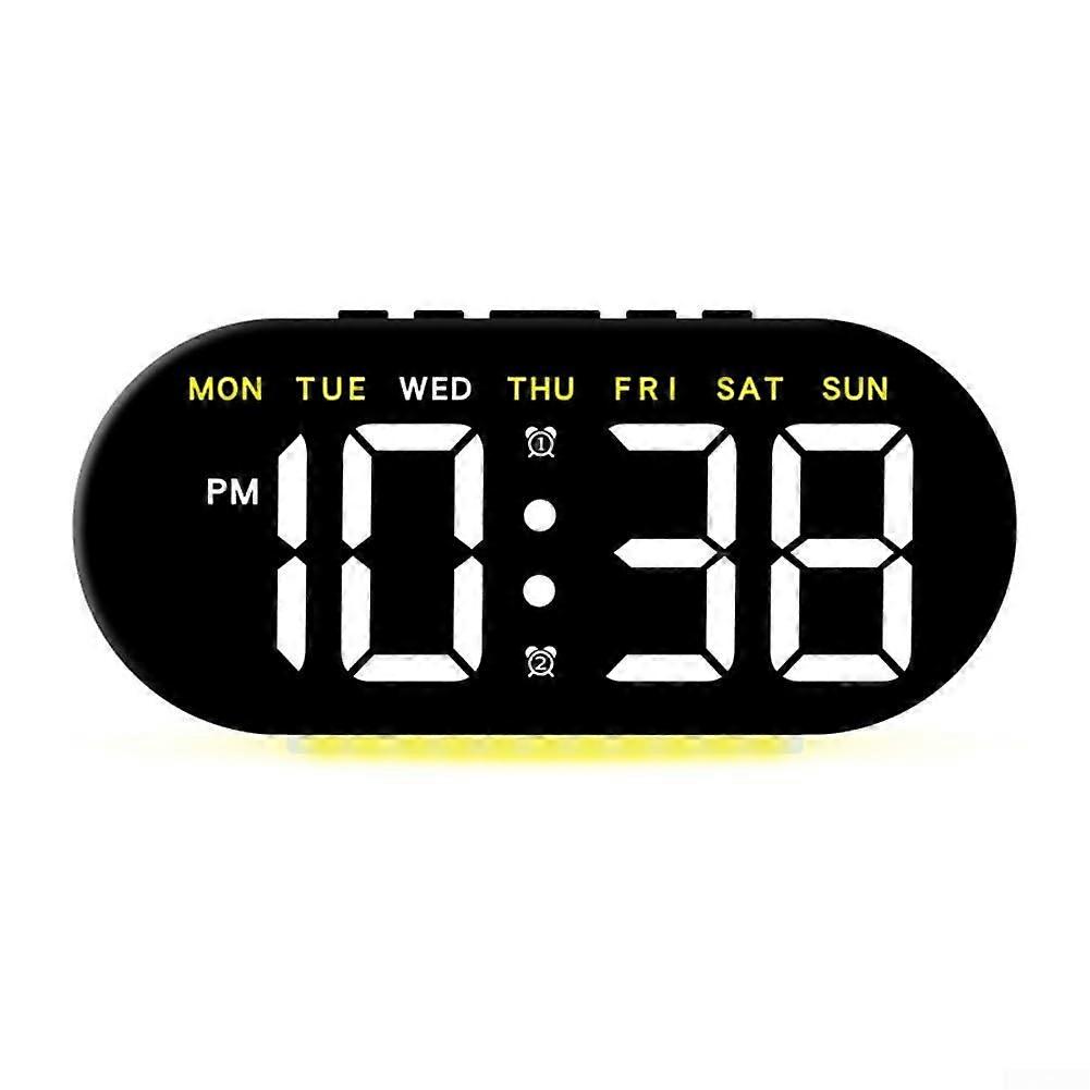 Multifunctional LED alarm clock with soft lighting,  settings, and USB port for bedroom (BYellow)