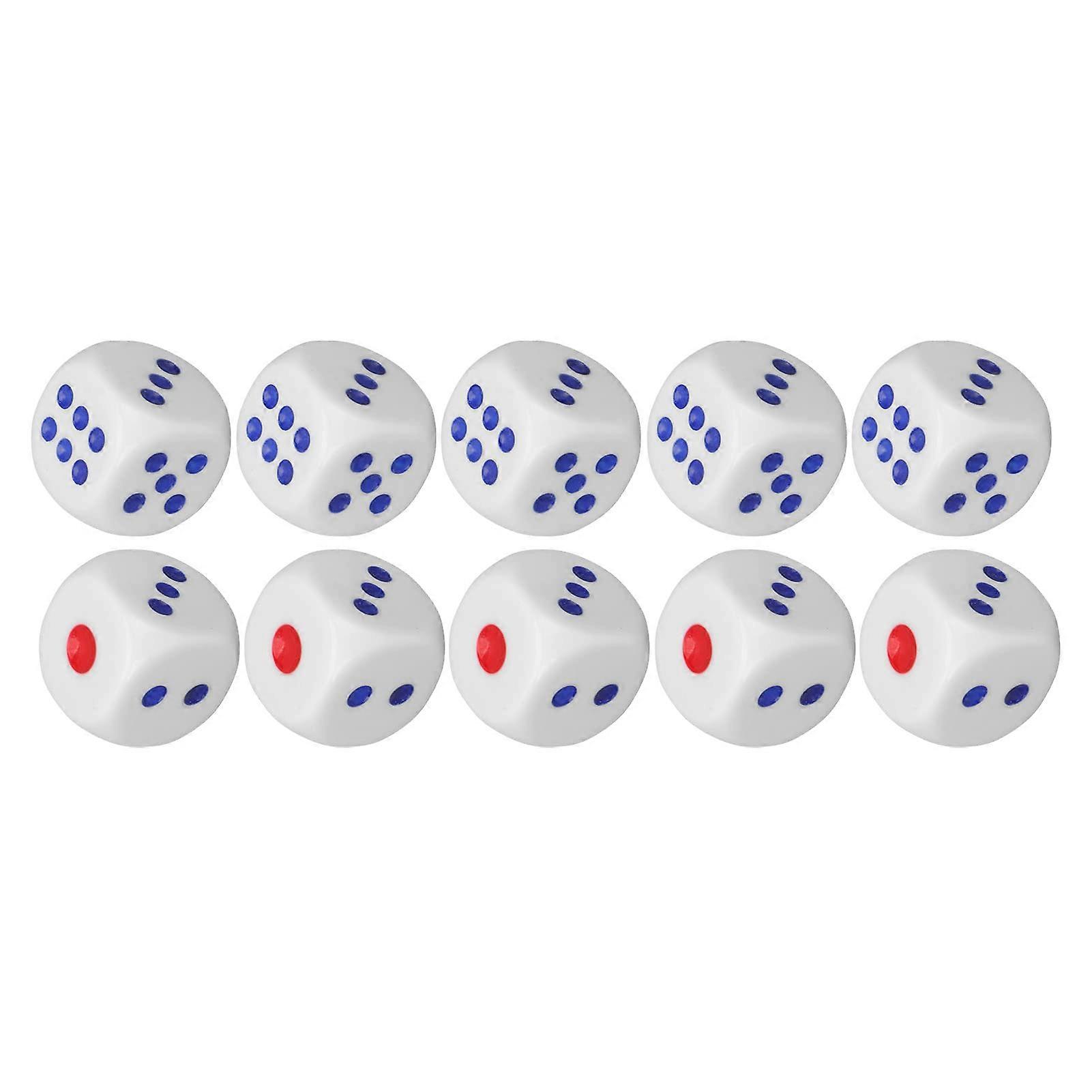 10 pieces of 6sided dice, Interesting, Safe, Waterproof, Portable, Standard dice for entertainment (White)