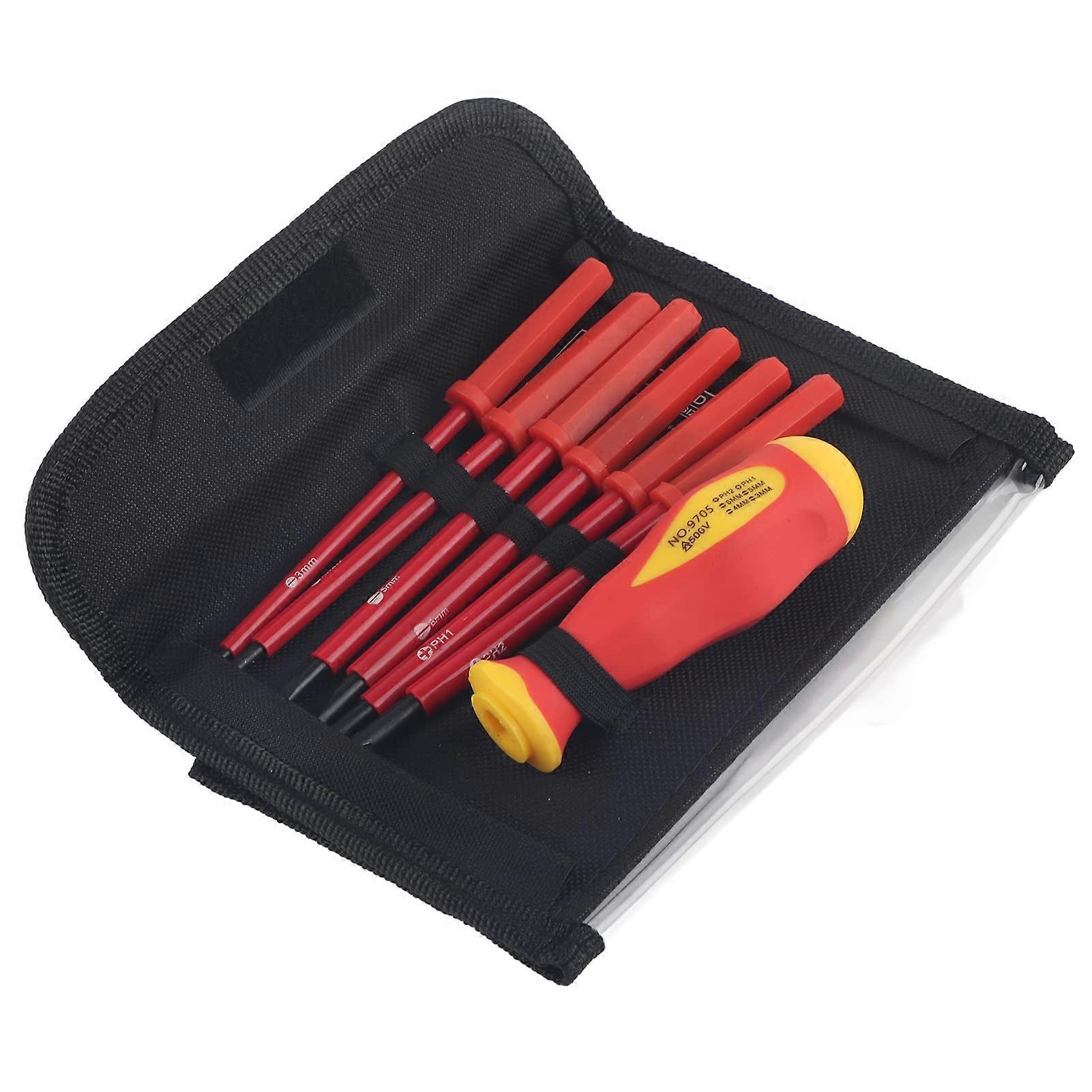 Electrician Screwdriver, 7 Pieces/Set, Multifunctional Insulated Slotted Cross