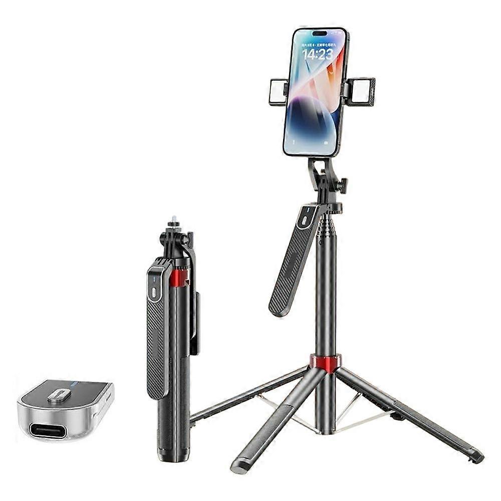 P185mini Dual V2 Fill Light Portable Sticke à selfie compatible Bluetooth Smartphone Support à quatre pieds Monopode extensible