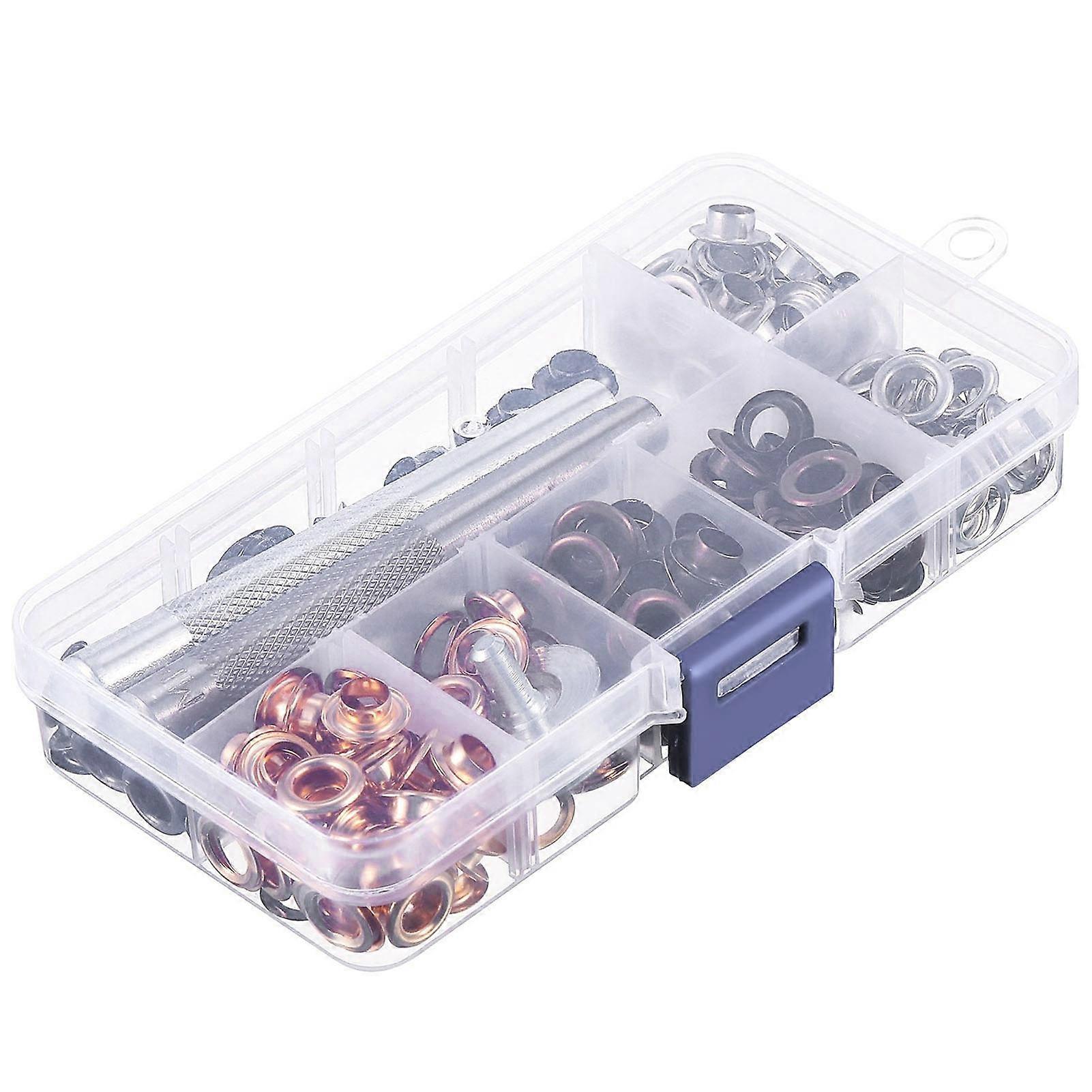 8mm Grommet Eyelet Kit 4 Colors 100 Sets Grommets Eyelets with 3 Pieces Install Tool Kit Eyelet Kit for Decorating 