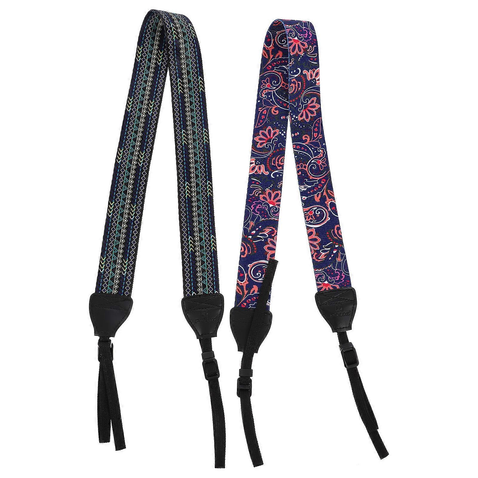 Camera Neck Belt Adjustable Retro Ethnic Style For Daily Use 74x4cm Nylon 2Set