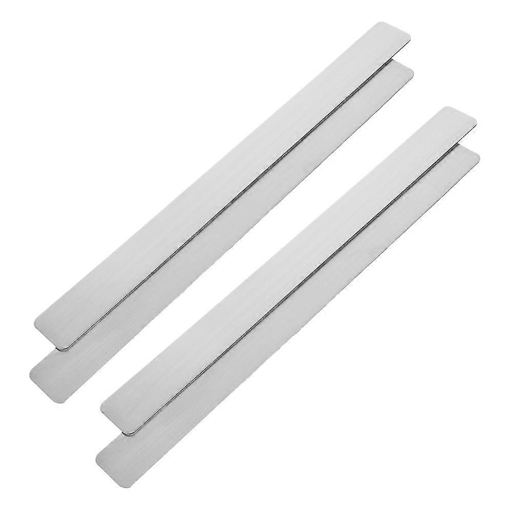 4pcs Frameless Iron Board Strips Bulletin Bar Board Memo Strip with Adhesive Backing for Office Use