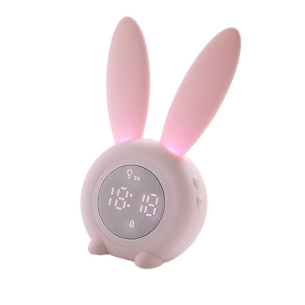 Childrens Clock Cartoon Bedside Clock For Bedroom Night Use With Timer Wake-Up Call Feature Pink Silicone 1Set
