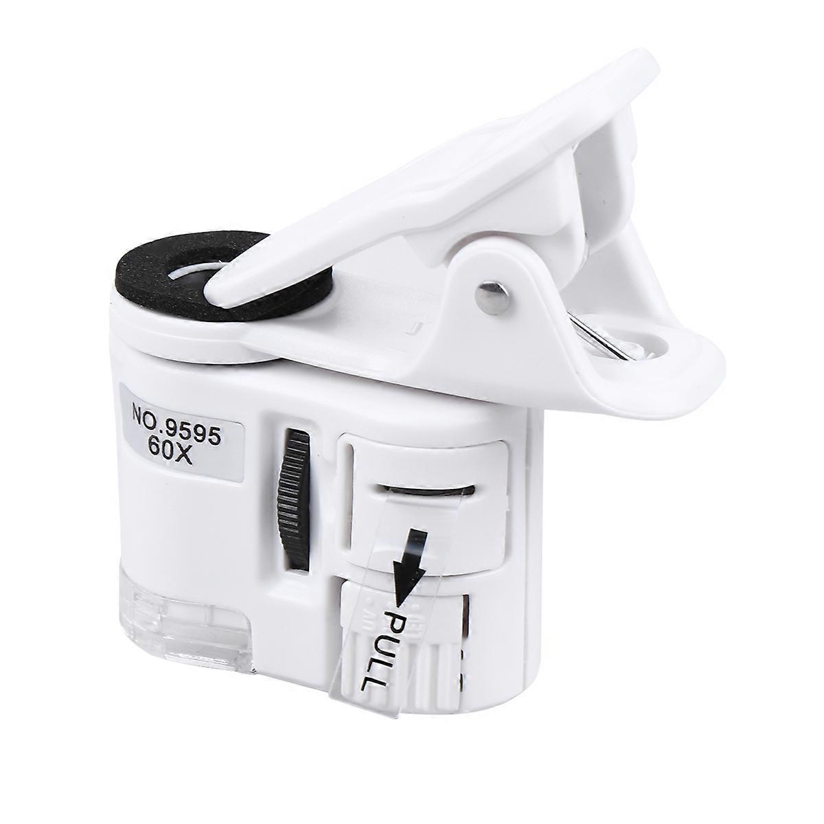 White Portable Phone Microscope with LED Light for Creative Exploring Activities 60X Magnification