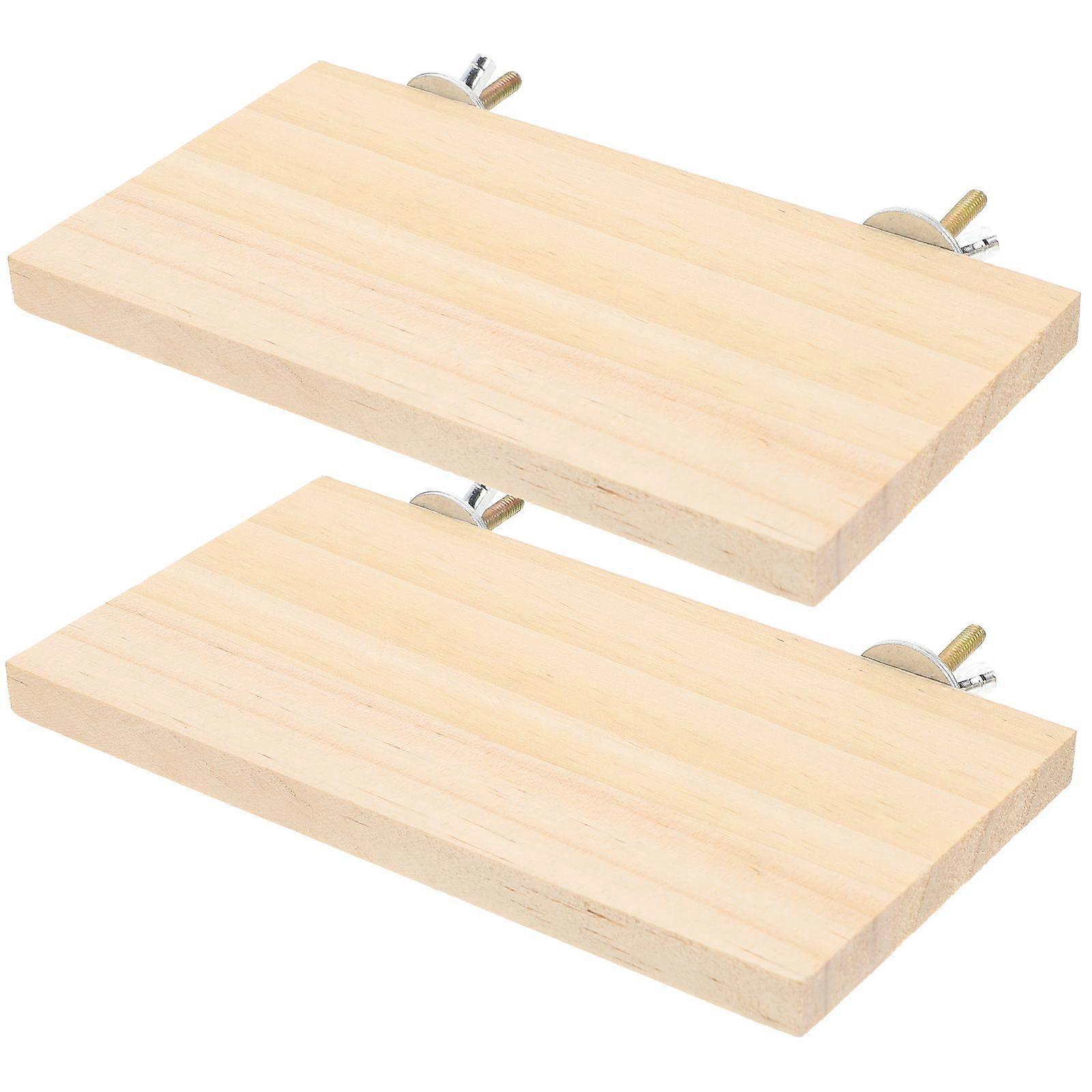 2Pcs Rectangular Parrot Platforms Wooden Bird Platforms Interesting Bird Stands Parakeet Platform