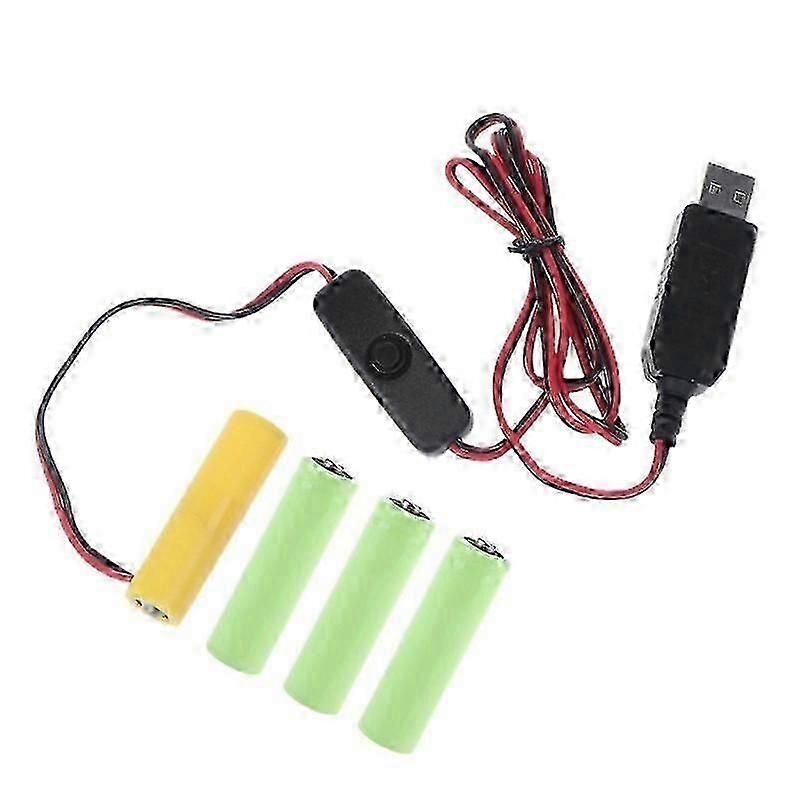 2025 New 6V AA Battery Eliminators USB Power Supply Replace 4x 1.5V AA with Switches