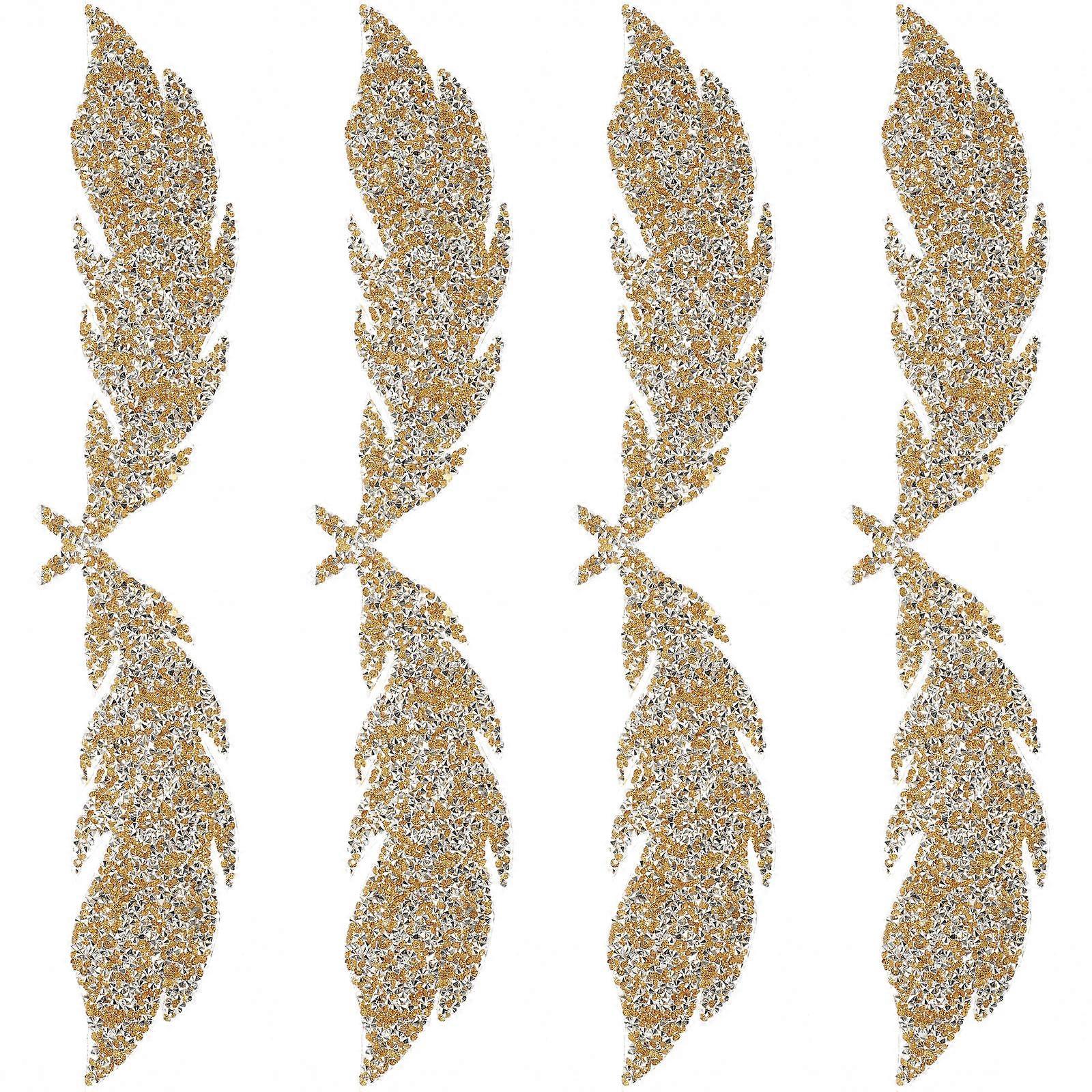 Yellow Rhinestone Decorative Hat Patches for DIY and Repair Suitable for Bags Hats Shoes and More Size 4 Pairs
