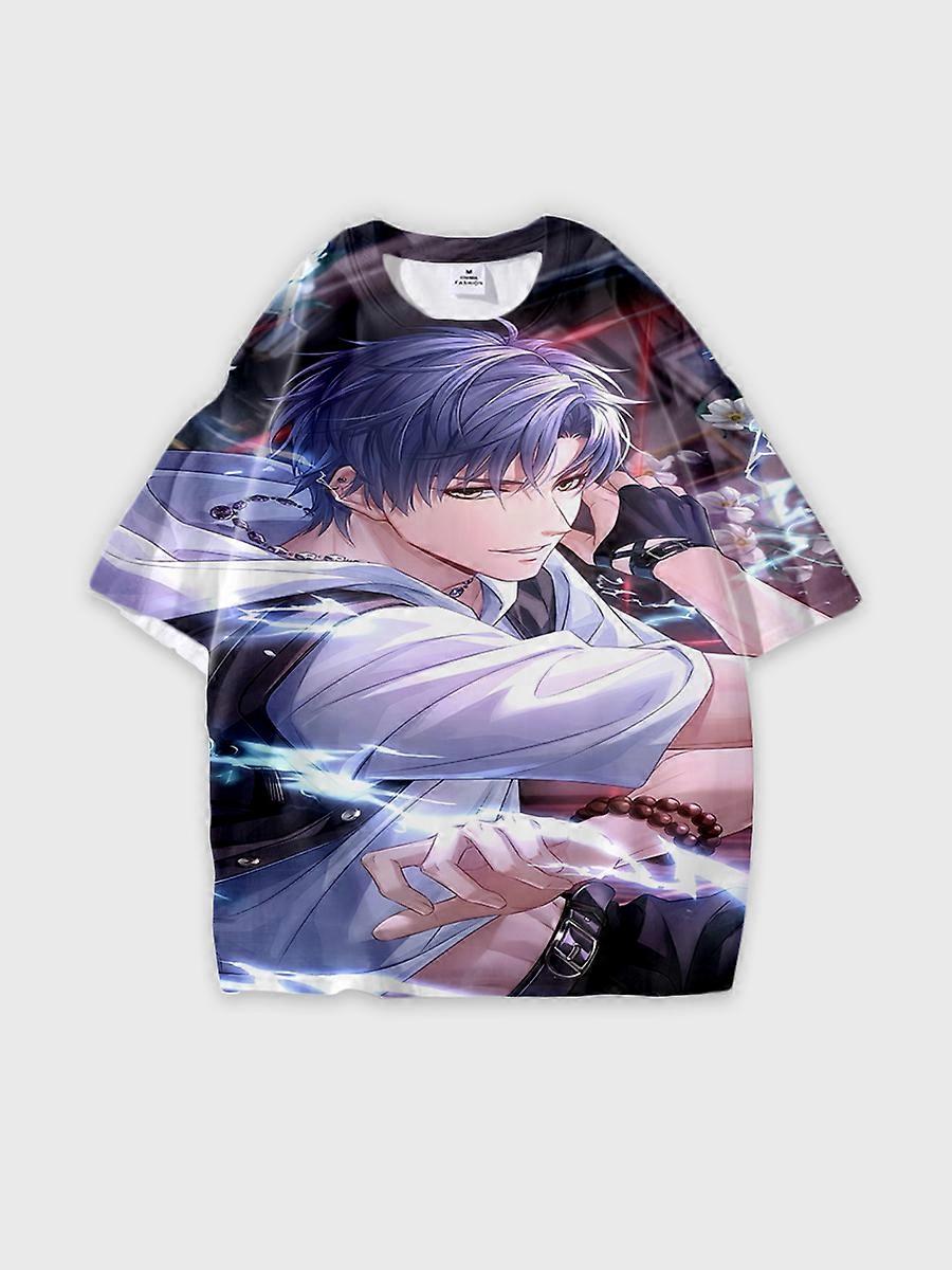 T-shirt round neck Role Pattern loose short sleeve E3220