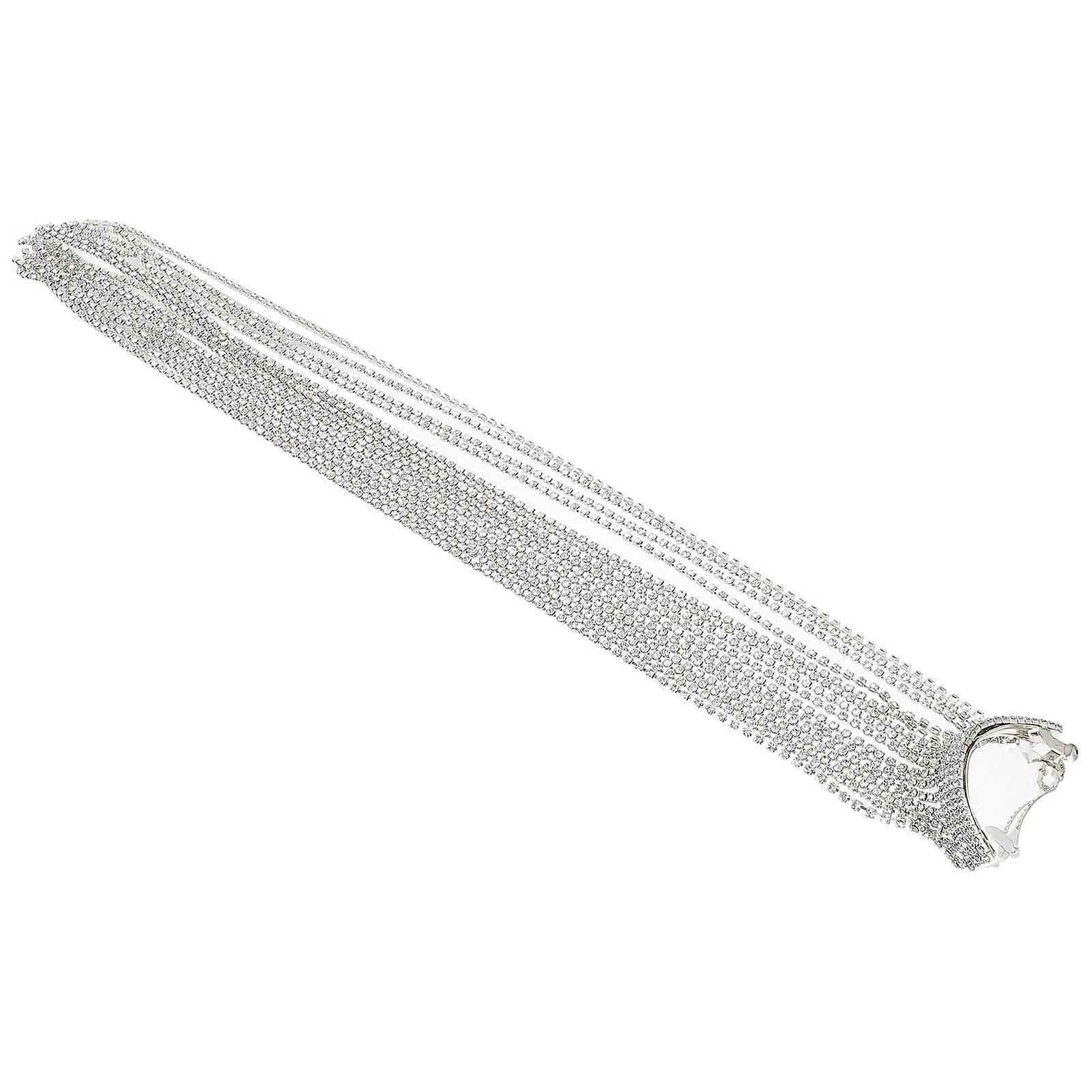 Grampos de cabelo com joias All-Match para meninas que mantêm o penteado com strass longo prateado 1Pack