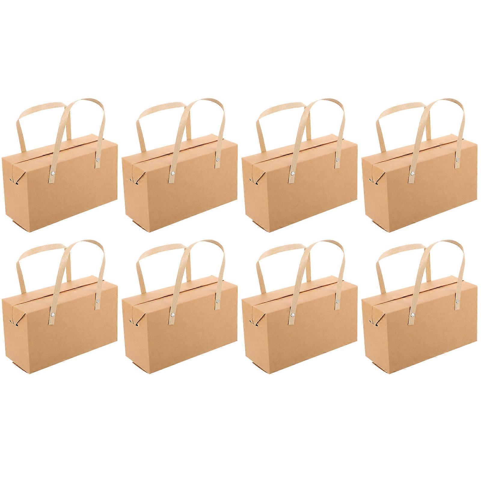 Thickened Candy Bag for Gift Use Khaki Paper Handheld Gift Bag Simple Practical Lightweight Portable 8Pcs