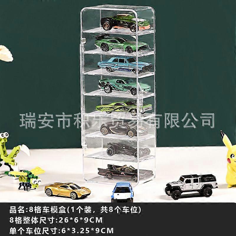 Car Model Display Case: 1:64 Scale Car Model Collection Box 8 Grids - Transparent Toy Vehicle Storage Box - Clear Plastic Organizer for Collectors Eas