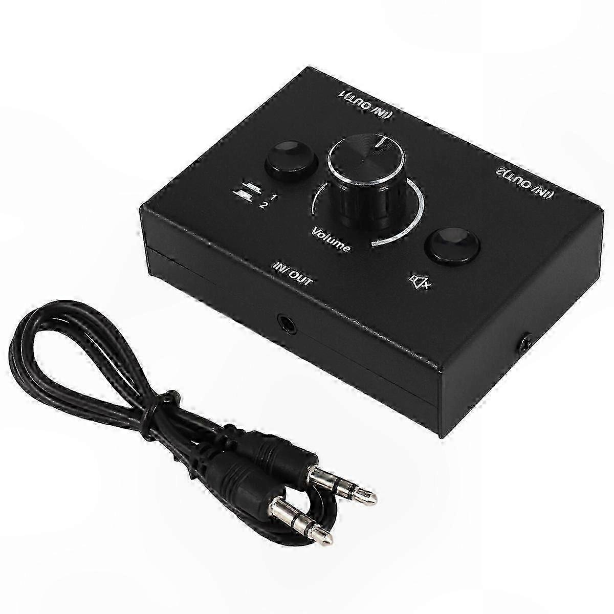 3.5mm o Switch with 2 Inputs 1 Output and 1 Input 2 Outputs, Compact o Splitter Box for Devices Connection