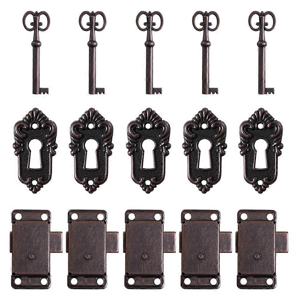 5 Sets Vintage Cabinet Locks Retro Case Lock Antique Latch for Jewelry Box Decorative Furniture Lock with Elegant Design Reliable Easy to Install