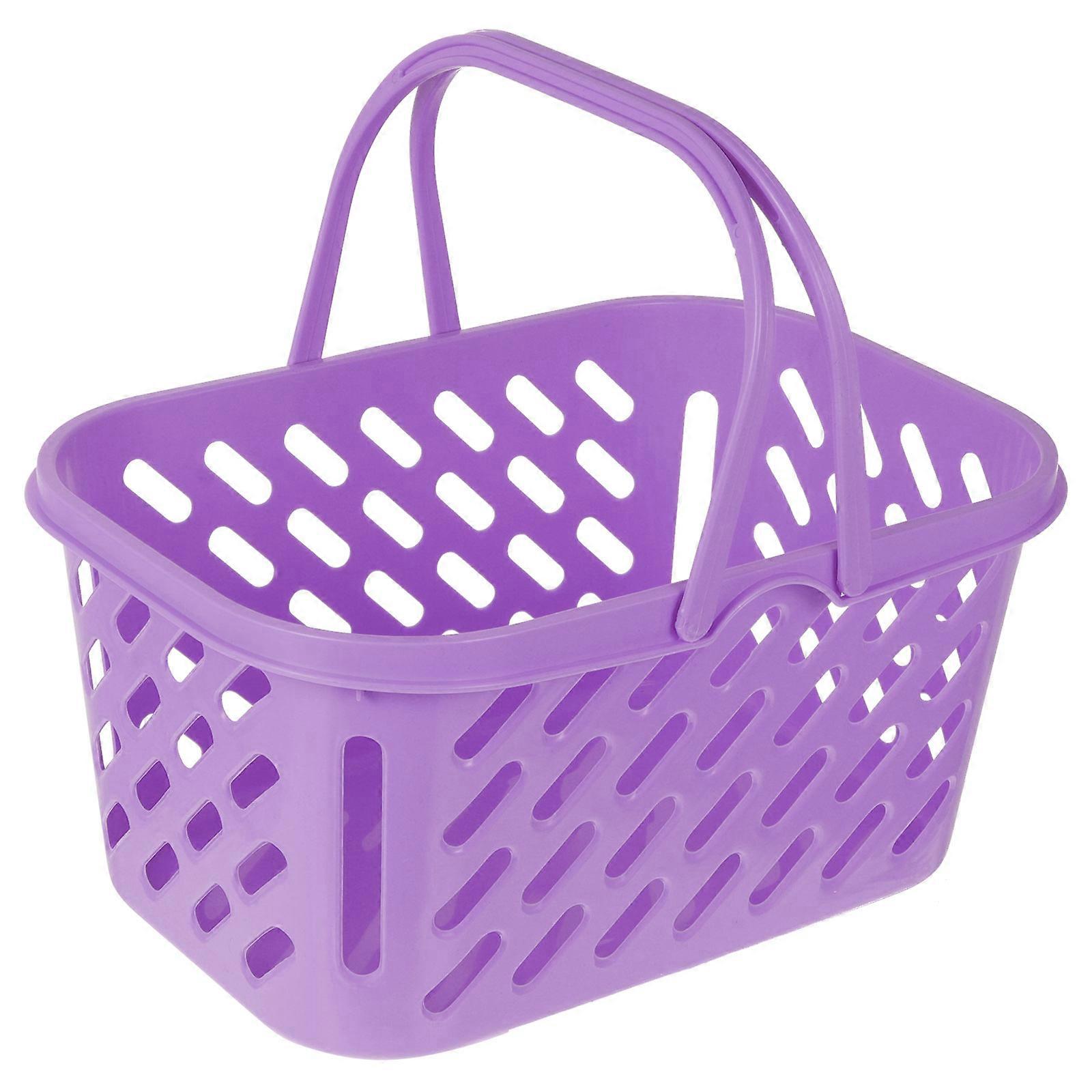 Violet Plastic Shopping Basket with Double Handles for Supermarket Use Large Capacity Storage