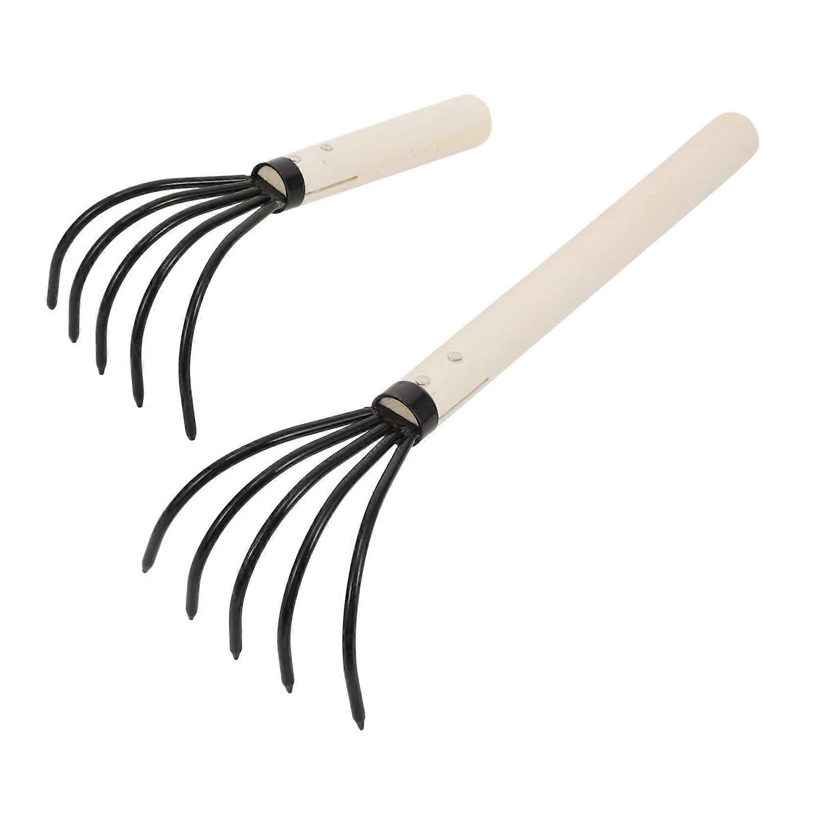 2 Pieces Split Wooden Handle Shell Rake Portable Sea Scoop for Shellfish Seafood and Gardening for Beach Activities