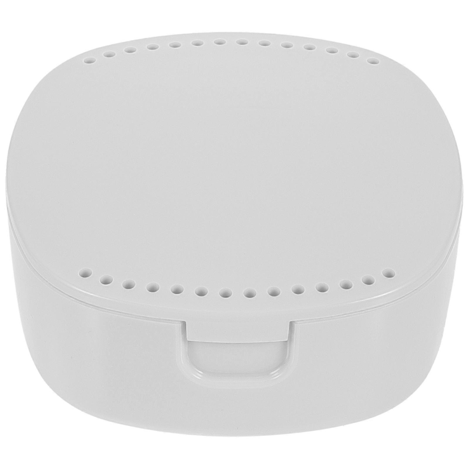 Denture Storage Box with Mirror Travel Case and Vent Hole for Retainers and Braces