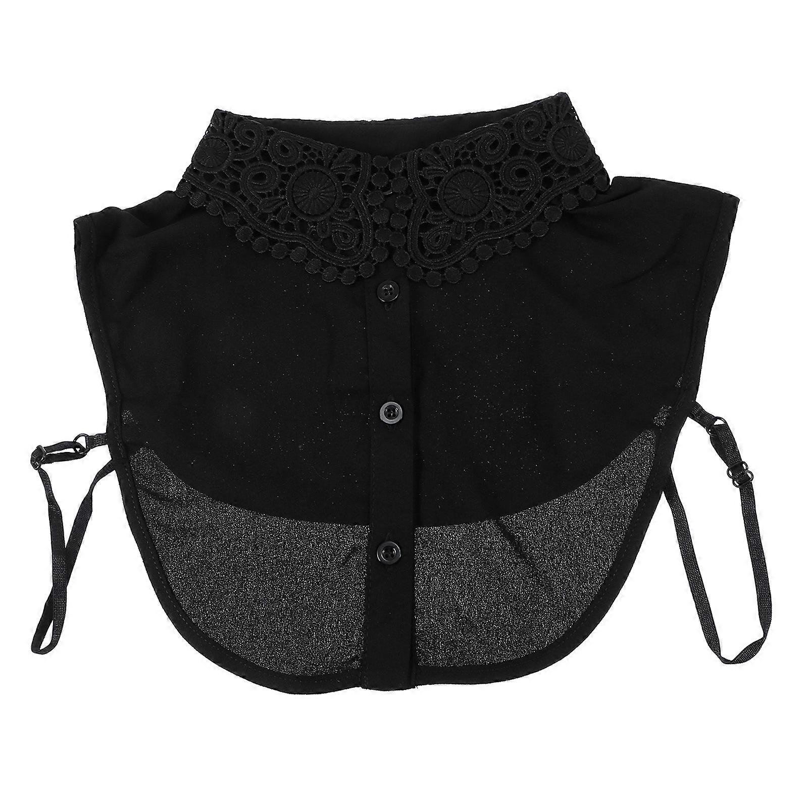 Women's Chiffon Faux Collar Accessory for Blouses Dresses Costumes – Elegant Black Decorative Shirt Collar, One Size – Unique Style