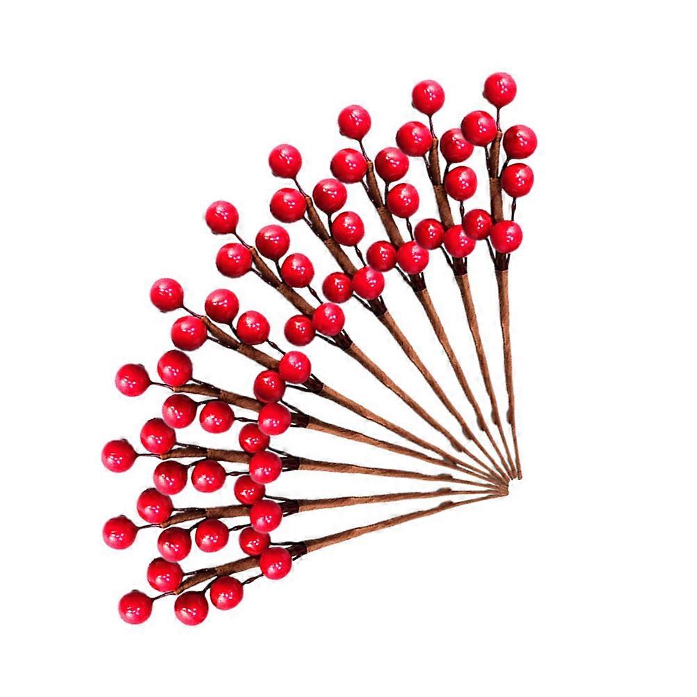 10pcs Diy Artificial Berry Twigs Red Decorative Berry Cuttings For Vase Home Party Ornament Chic Rustic Craft Stems For Christmas Photo Props