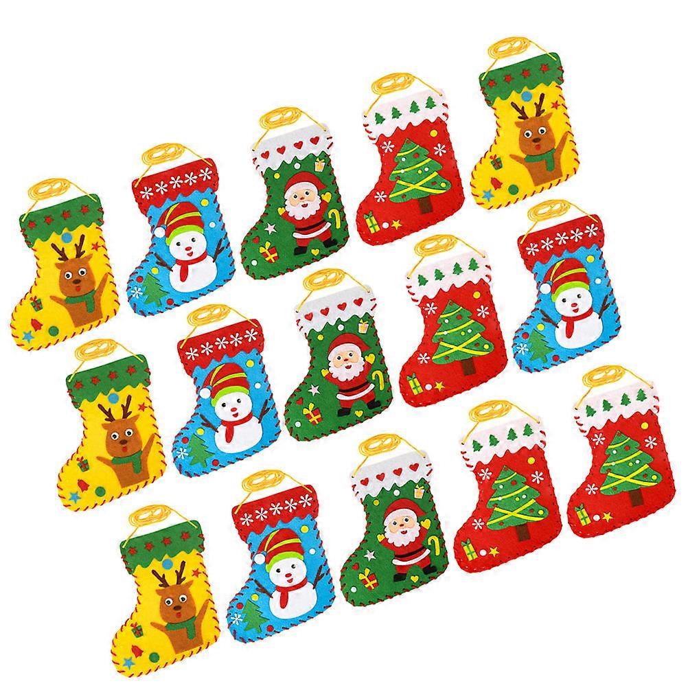 20pcs DIY Felt Christmas Stockings Craft Kit for Handmade Nonwoven Projects to Boost Creativity and Motor Skills