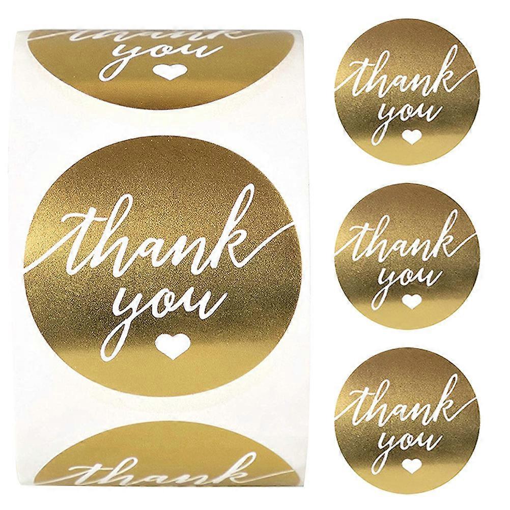 Baking Packaging Thank You Stickers Golden Adhesive Sealing Labels 3.80X3.80X0.10Cm Ideal For Party Queues 500Pcs