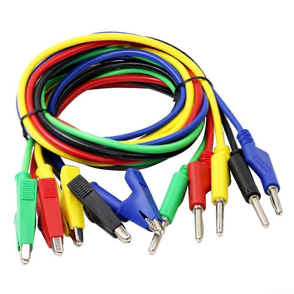 Banana to Alligator Clip Test Leads 1 m Length, 5 Colorful Cables for Easy Measurement