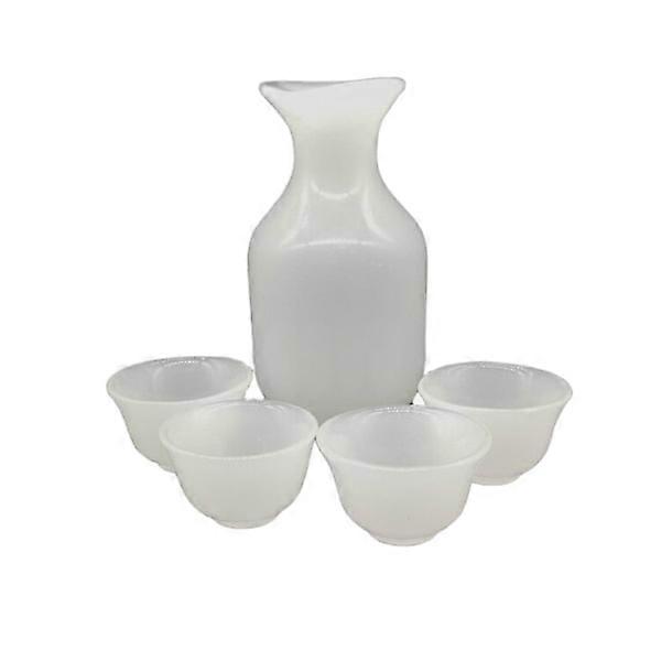 5 Stück Glas Jade Weinbecher Weiß Keramik Set |Alt