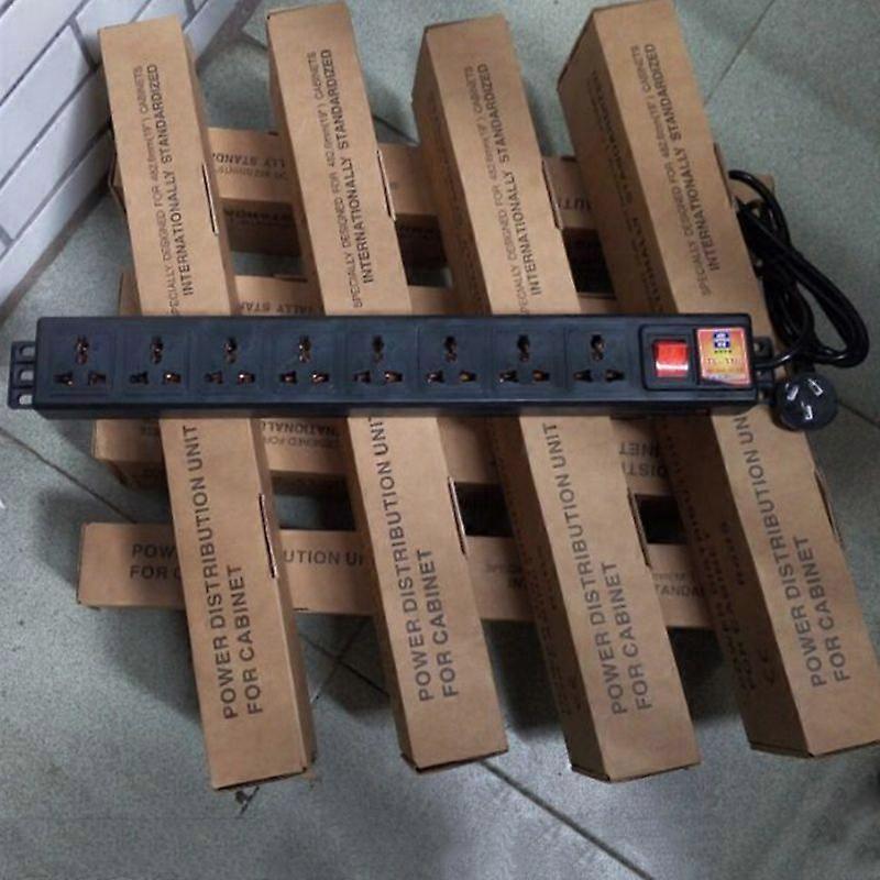 1U PDU 8 Outlet Metal Surge Protector 250V 10A 2500W For 19 Inch E7CB