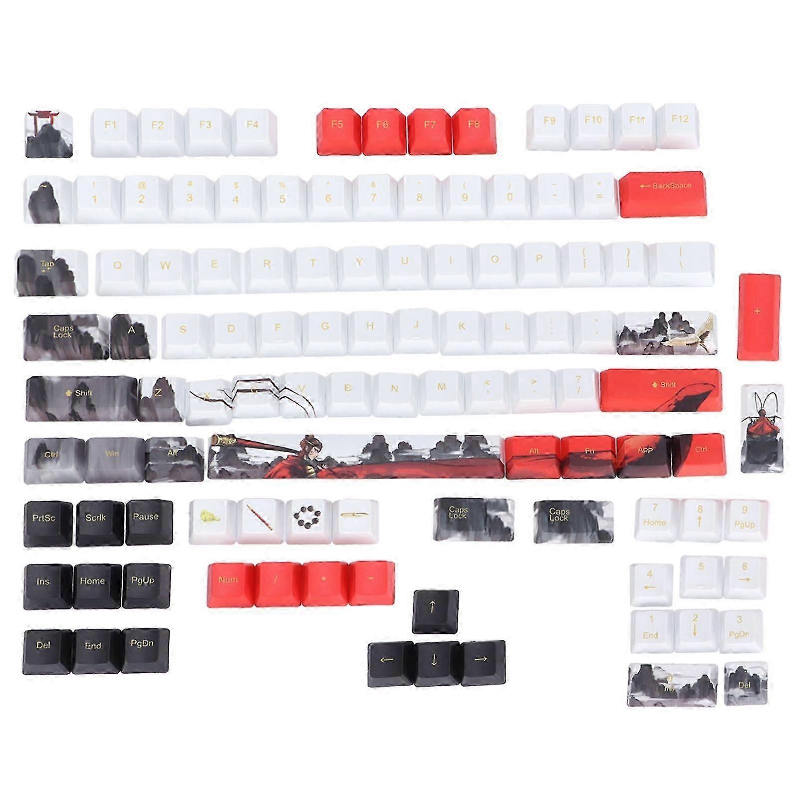 PBT Keycaps 110 Key English Style Cartoon Animation Elements for Universal PC Gaming Keyboard