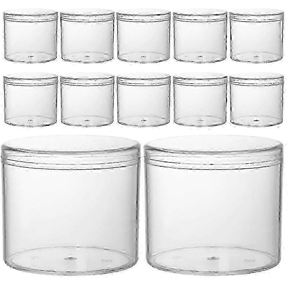 15Pcs Clear Plastic Round Storage Jars with Lids for Cereal Honey - 10x8.5x8.5cm